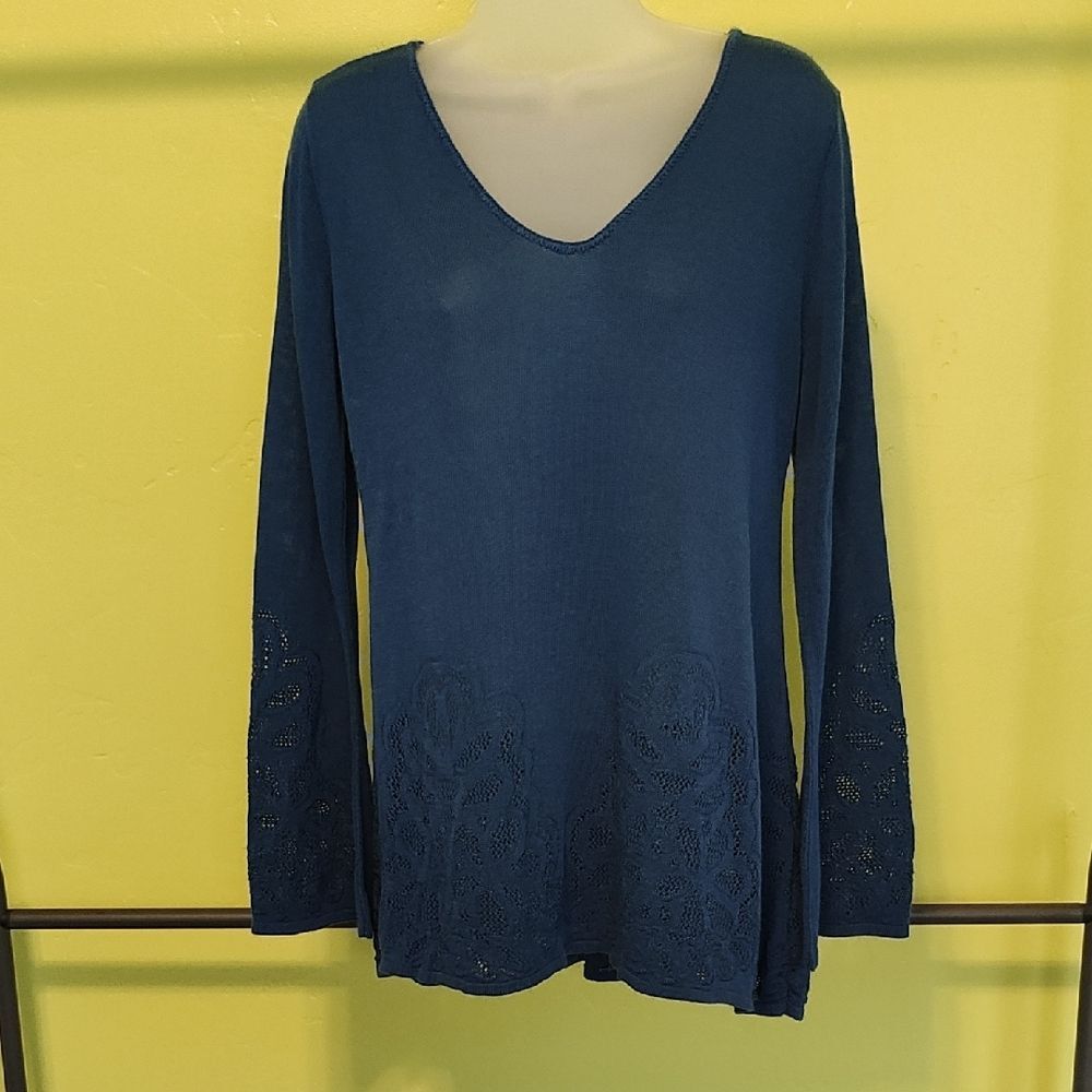New Directions Deep Blue V-Neck Blouse
